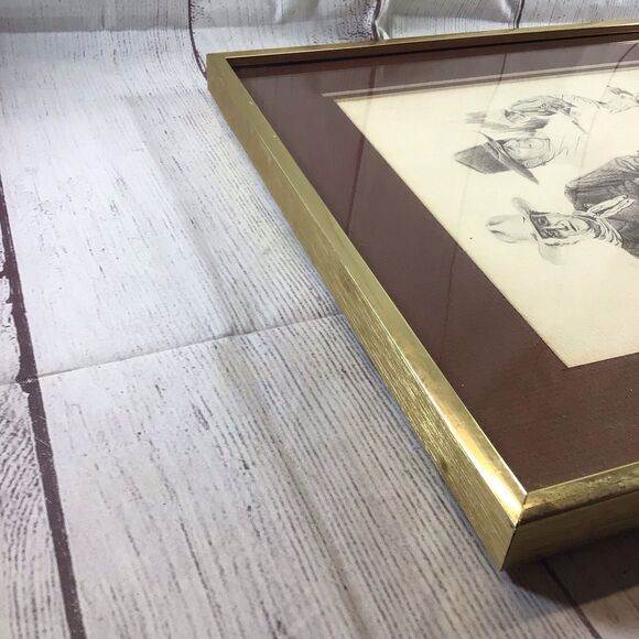 Vintage 1975 Glen Base John Wayne Pencil Sketch Art Framed - Picture 15 of 16
